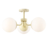 Olivier 3-light bohemian farmhouse iron/frosted glass led semi flush mount
