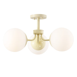 Olivier 3-light bohemian farmhouse iron/frosted glass led semi flush mount