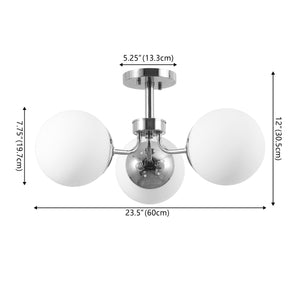 Olivier 3-light bohemian farmhouse iron/frosted glass led semi flush mount