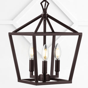 Ojai 3-Light Iron Classic Modern Pagoda LED Pendant Lantern