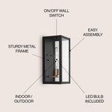 Berlin 1-Light Iron/Glass Modern Industrial LED Outdoor Sconce