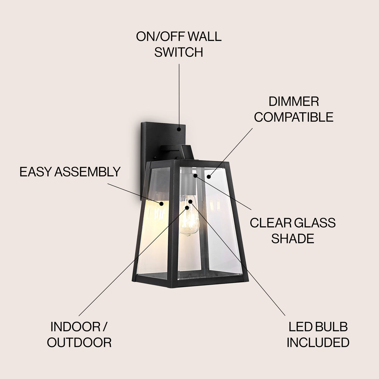 Pasadena Iron/Glass Modern Industrial Angled LED Outdoor Sconce