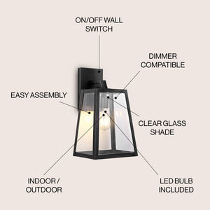 Pasadena Iron/Glass Modern Industrial Angled LED Outdoor Sconce