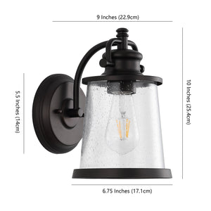 Marais Iron/Seeded Glass Vintage Rustic LED Outdoor Sconce
