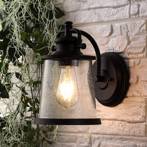 Marais Iron/Seeded Glass Vintage Rustic LED Outdoor Sconce