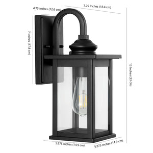 Cary 1-Light Iron/Glass Traditional Modern Lantern LED Outdoor Sconce