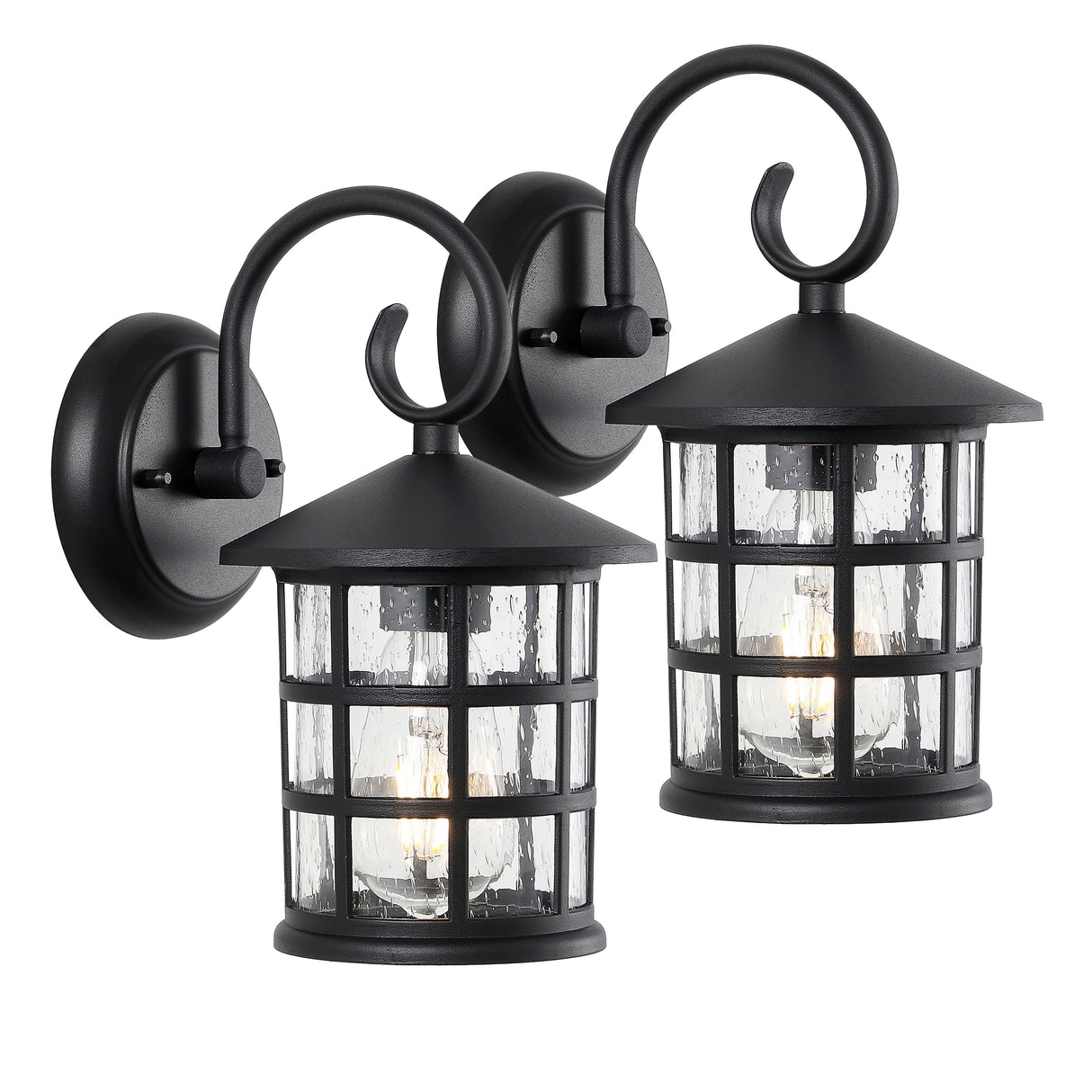 Cadiz-1-Light-Iron/Seeded-Glass-Cottage-Rustic-Scrolled-Lantern-LED-Outdoor-Sconce-Outdoor-Lighting