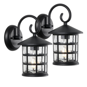 Cadiz-1-Light-Iron/Seeded-Glass-Cottage-Rustic-Scrolled-Lantern-LED-Outdoor-Sconce-Outdoor-Lighting