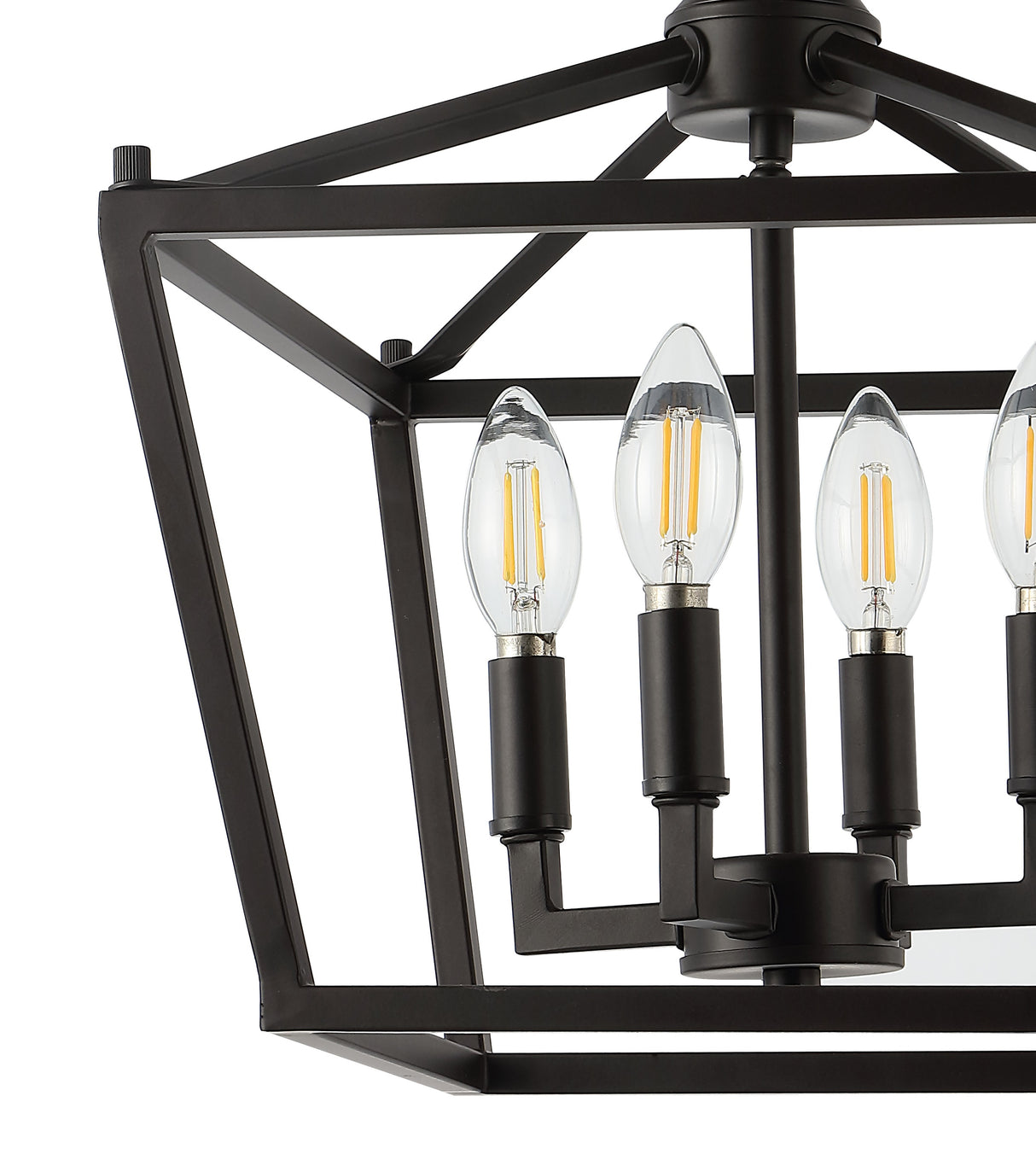 Plains 4-Light Iron Modern Farmhouse Pagoda LED Semi Flush Mount Lantern