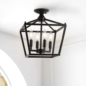 Plains 4-Light Iron Modern Farmhouse Pagoda LED Semi Flush Mount Lantern