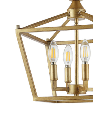 Plains 4-Light Iron Modern Farmhouse Pagoda LED Semi Flush Mount Lantern