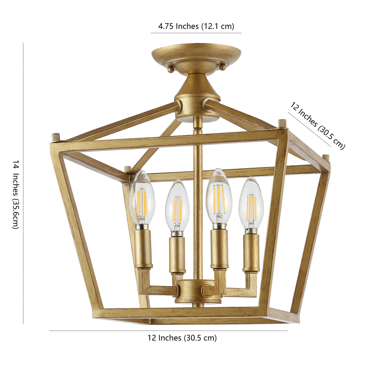 Plains 4-Light Iron Modern Farmhouse Pagoda LED Semi Flush Mount Lantern