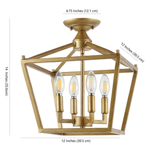 Plains 4-Light Iron Modern Farmhouse Pagoda LED Semi Flush Mount Lantern