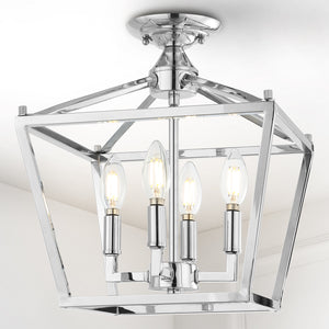 Plains 4-Light Iron Modern Farmhouse Pagoda LED Semi Flush Mount Lantern