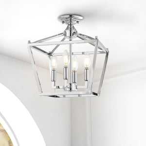 Plains 4-Light Iron Modern Farmhouse Pagoda LED Semi Flush Mount Lantern