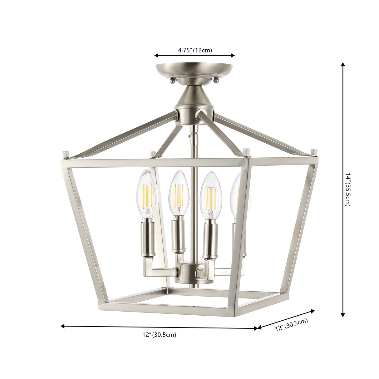 Plains 4-Light Iron Modern Farmhouse Pagoda LED Semi Flush Mount Lantern