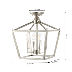 Plains 4-Light Iron Modern Farmhouse Pagoda LED Semi Flush Mount Lantern