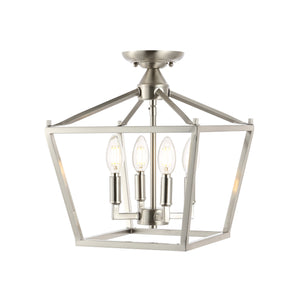 Plains 4-Light Iron Modern Farmhouse Pagoda LED Semi Flush Mount Lantern