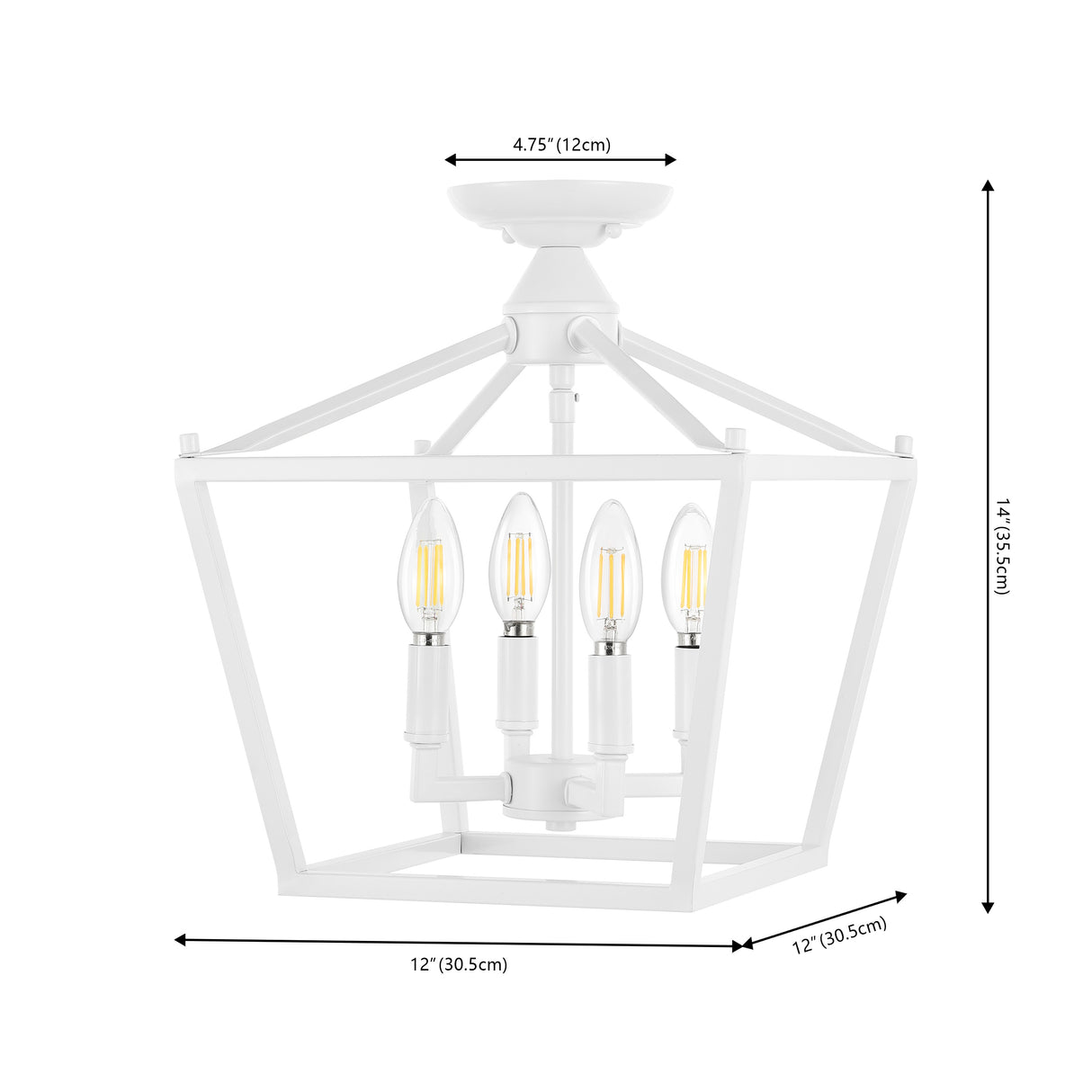 Plains 4-Light Iron Modern Farmhouse Pagoda LED Semi Flush Mount Lantern