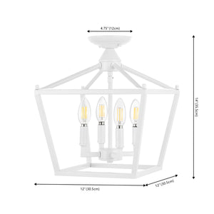 Plains 4-Light Iron Modern Farmhouse Pagoda LED Semi Flush Mount Lantern