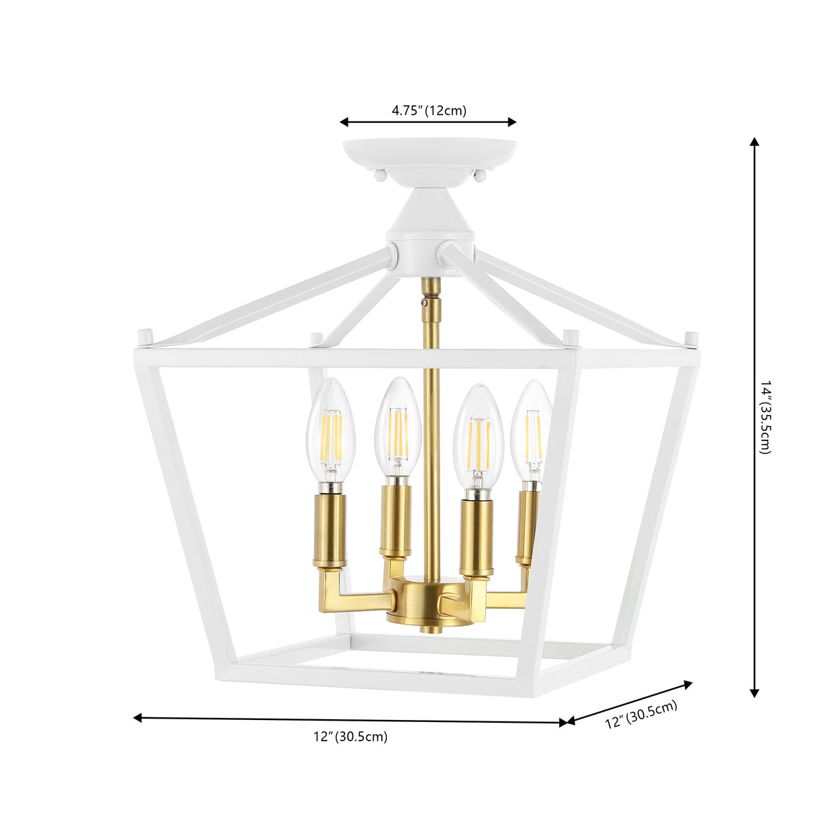 Plains 4-Light Iron Modern Farmhouse Pagoda LED Semi Flush Mount Lantern