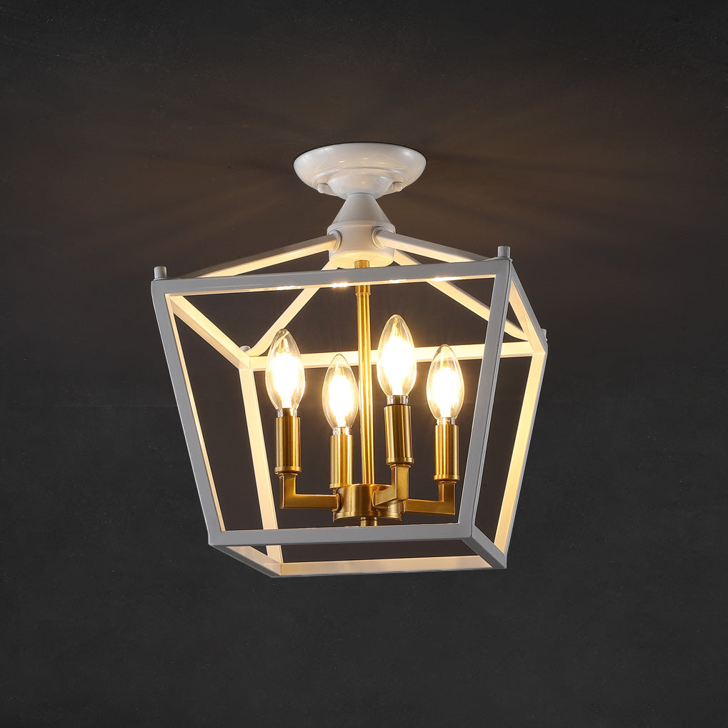 Plains 4-Light Iron Modern Farmhouse Pagoda LED Semi Flush Mount Lantern