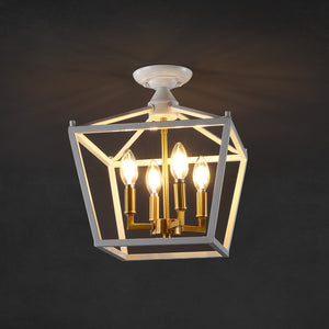Plains 4-Light Iron Modern Farmhouse Pagoda LED Semi Flush Mount Lantern