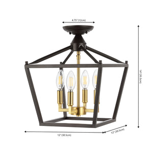 Plains 4-Light Iron Modern Farmhouse Pagoda LED Semi Flush Mount Lantern