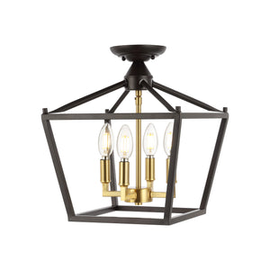 Plains 4-Light Iron Modern Farmhouse Pagoda LED Semi Flush Mount Lantern
