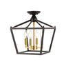 Plains 4-Light Iron Modern Farmhouse Pagoda LED Semi Flush Mount Lantern