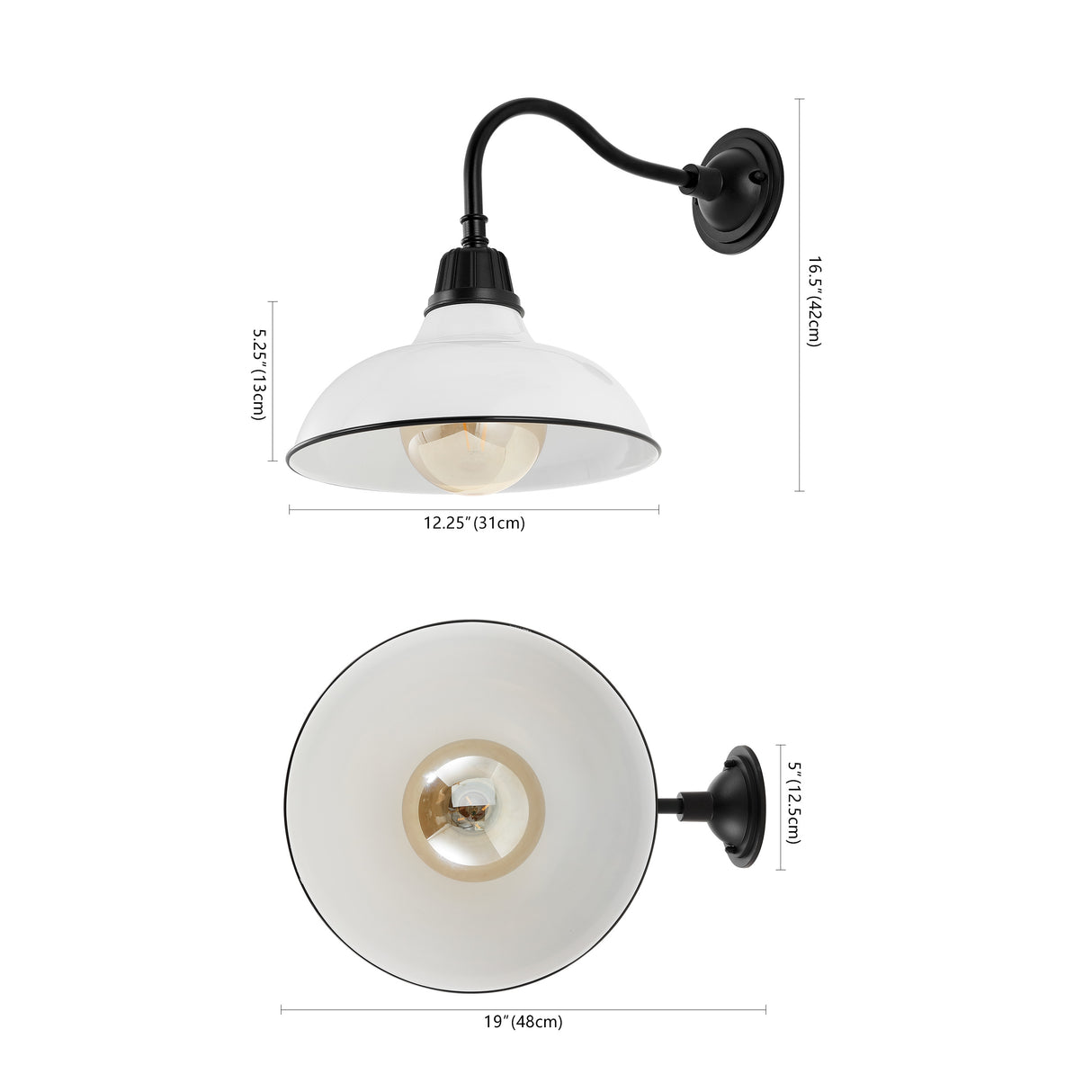 Aurora 1-Light Farmhouse Industrial Indoor/Outdoor Iron LED Gooseneck Arm Outdoor Sconce