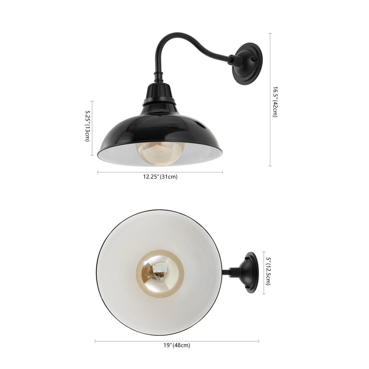 Aurora 1-Light Farmhouse Industrial Indoor/Outdoor Iron LED Gooseneck Arm Outdoor Sconce