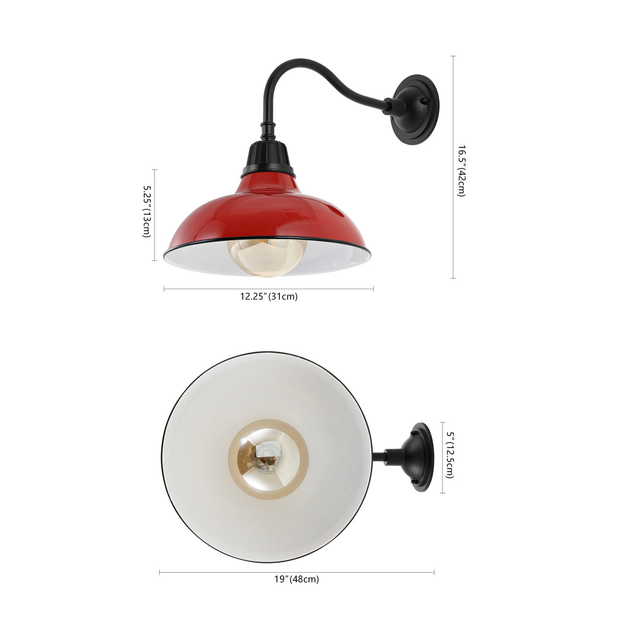 Aurora 1-Light Farmhouse Industrial Indoor/Outdoor Iron LED Gooseneck Arm Outdoor Sconce