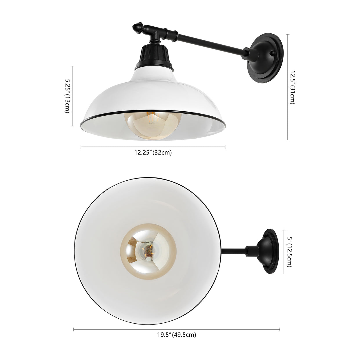 Wallace 1-Light Farmhouse Industrial Indoor/Outdoor Iron LED Victorian Arm Outdoor Sconce