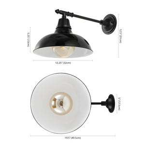 Wallace 1-Light Farmhouse Industrial Indoor/Outdoor Iron LED Victorian Arm Outdoor Sconce