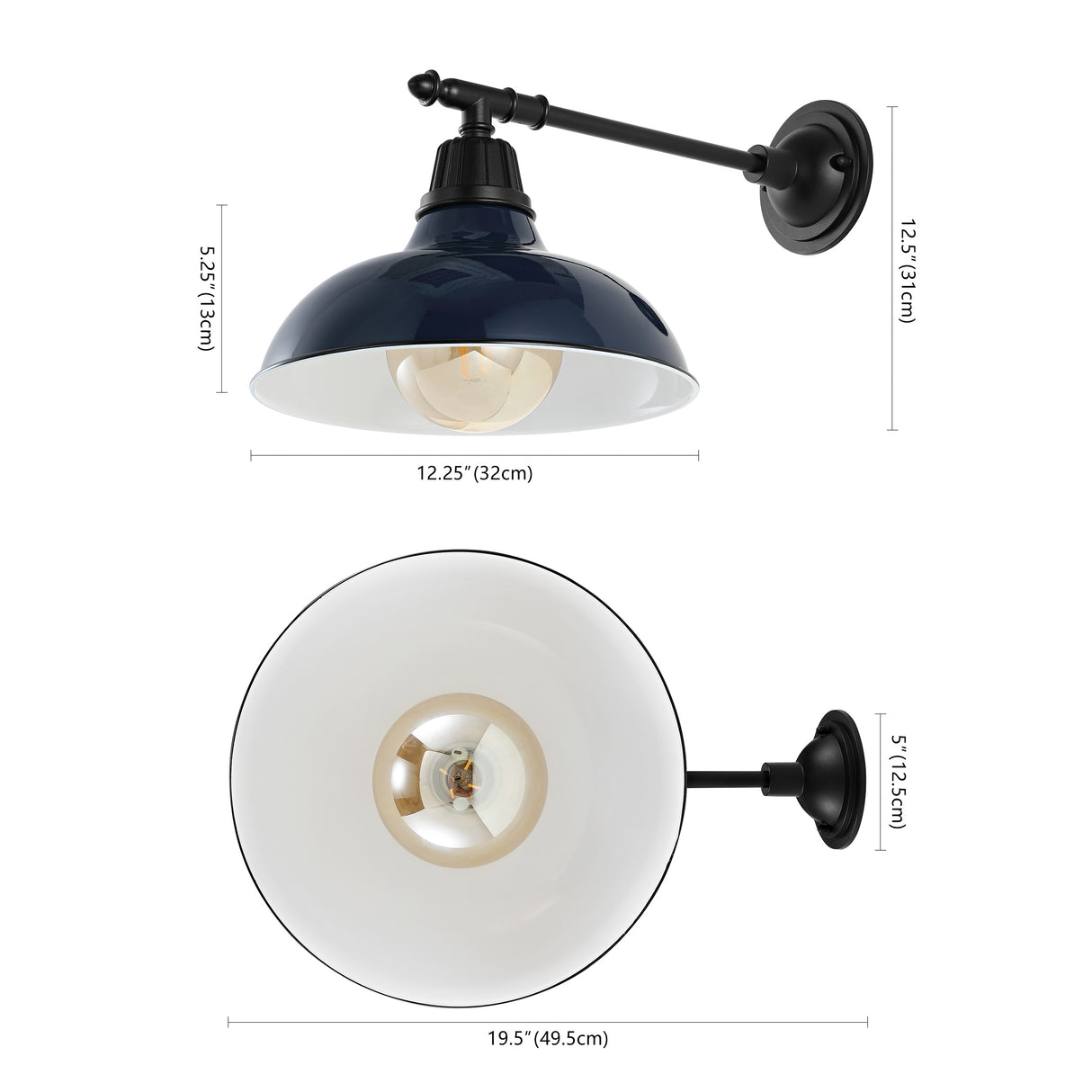 Wallace 1-Light Farmhouse Industrial Indoor/Outdoor Iron LED Victorian Arm Outdoor Sconce