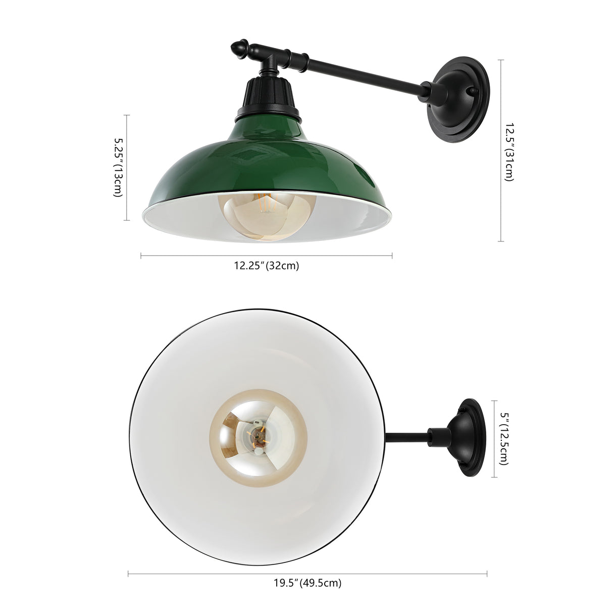 Wallace 1-Light Farmhouse Industrial Indoor/Outdoor Iron LED Victorian Arm Outdoor Sconce