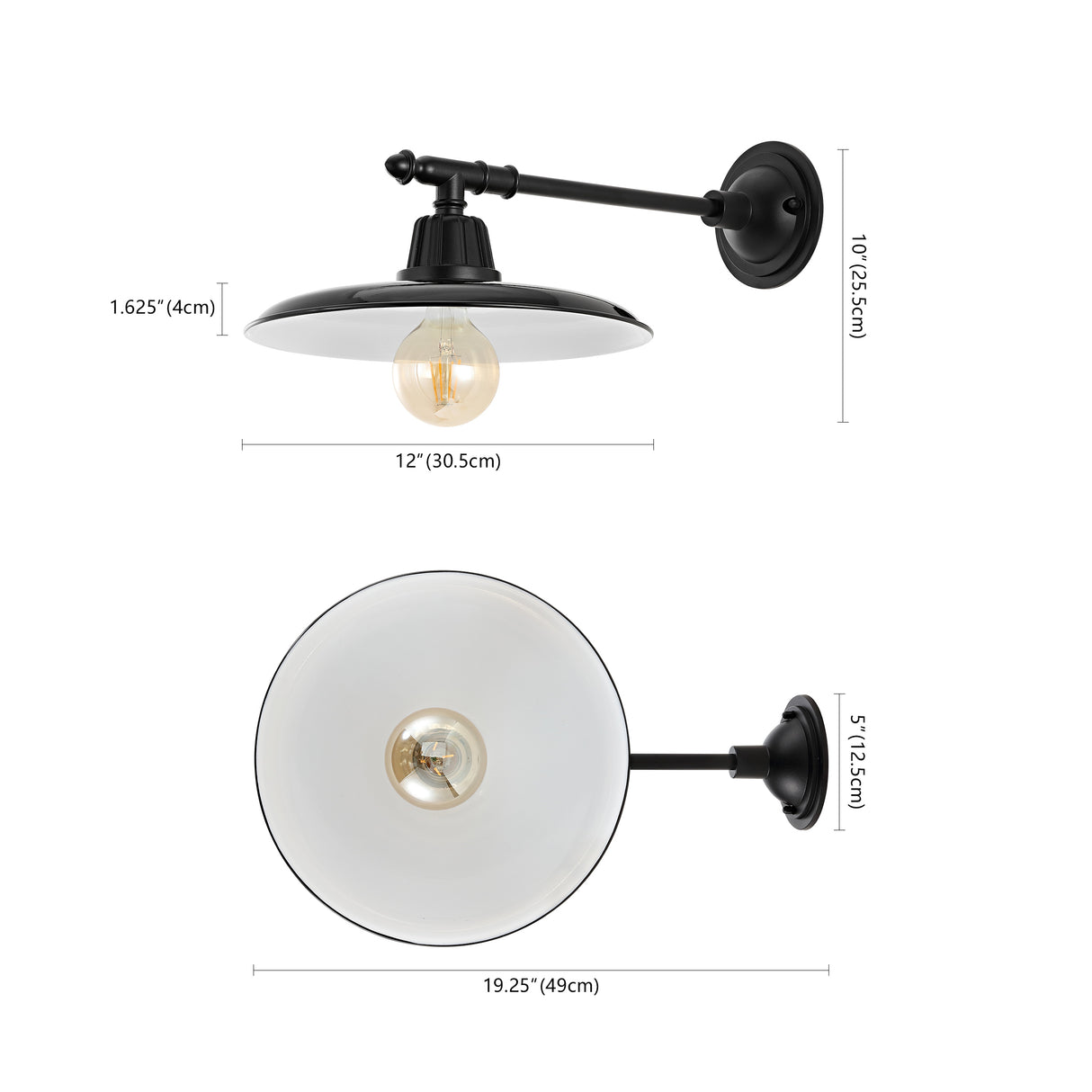 Bonner 1-Light Farmhouse Industrial Indoor/Outdoor Iron LED Victorian Arm Outdoor Sconce