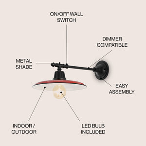 Bonner 1-Light Farmhouse Industrial Indoor/Outdoor Iron LED Victorian Arm Outdoor Sconce