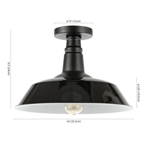 Camila 1-Light Classic Industrial Indoor/Outdoor Iron LED Semi Flush Mount