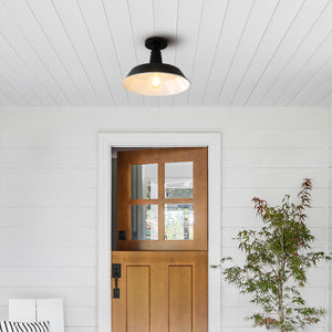 Camila 1-Light Classic Industrial Indoor/Outdoor Iron LED Semi Flush Mount