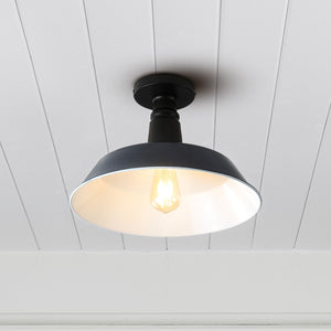 Camila 1-Light Classic Industrial Indoor/Outdoor Iron LED Semi Flush Mount