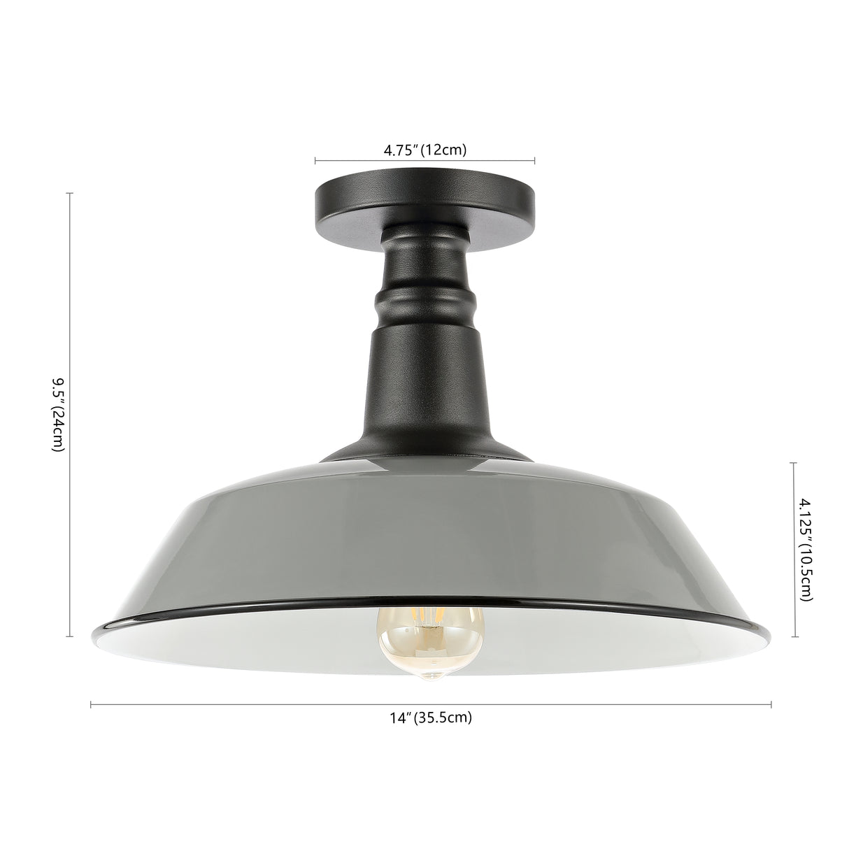 Camila 1-Light Classic Industrial Indoor/Outdoor Iron LED Semi Flush Mount