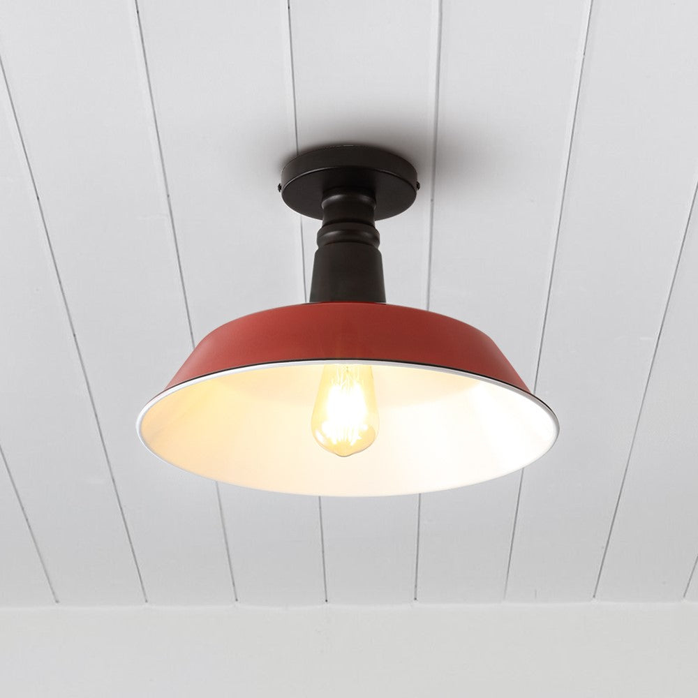 Camila 1-Light Classic Industrial Indoor/Outdoor Iron LED Semi Flush Mount