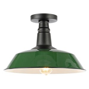 Camila 1-Light Classic Industrial Indoor/Outdoor Iron LED Semi Flush Mount