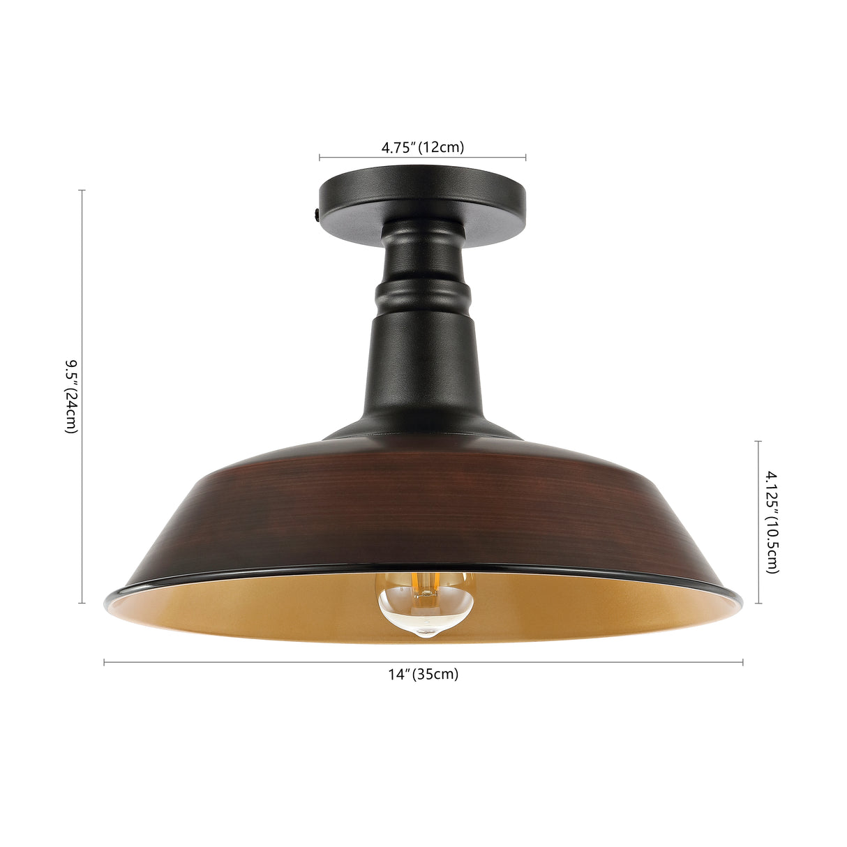 Camila 1-Light Classic Industrial Indoor/Outdoor Iron LED Semi Flush Mount