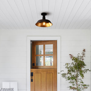 Camila 1-Light Classic Industrial Indoor/Outdoor Iron LED Semi Flush Mount