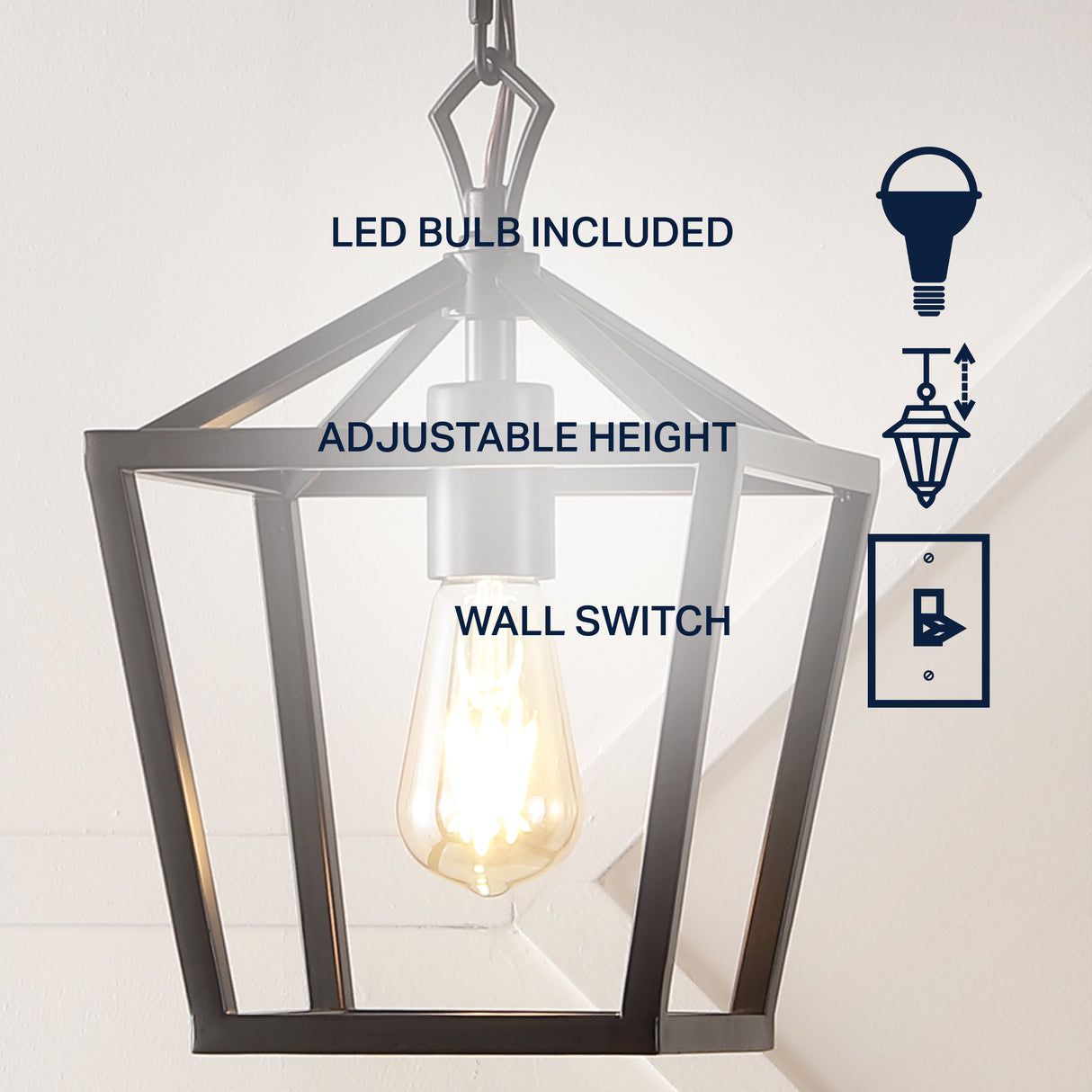 Oslin 1-Light Vintage Farmhouse Iron Chain Pagoda LED Pendant Lantern