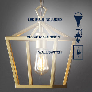 Oslin 1-Light Vintage Farmhouse Iron Chain Pagoda LED Pendant Lantern