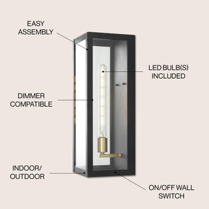 Berlin Modern Industrial Indoor/Outdoor Rectangular Iron Glass LED Lantern